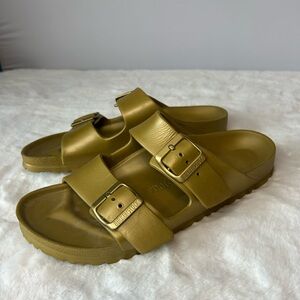 Birkenstock Arizona EVA Mettalic Gold Slide sandals  Double strap waterproof
